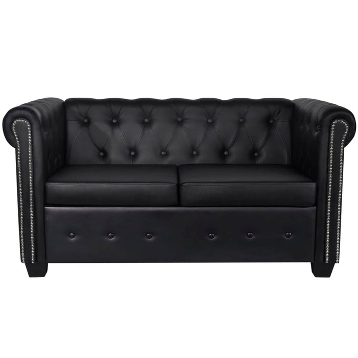 Divano Chesterfield 2 posti 145,5 x 76 x 70 cm pelle sintetica nera 02_0019571