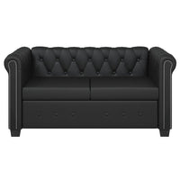 Divano Chesterfield a 2 Posti in Finta Pelle Nero 242369