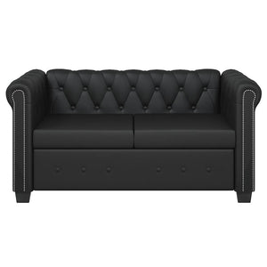 Divano Chesterfield a 2 Posti in Finta Pelle Nero 242369