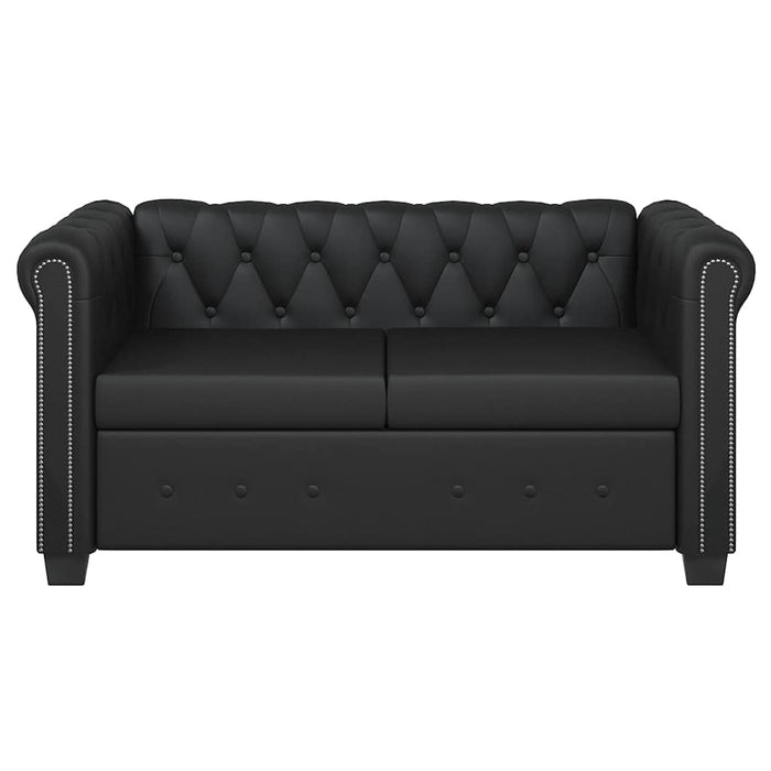 Divano Chesterfield a 2 Posti in Finta Pelle Nero 242369