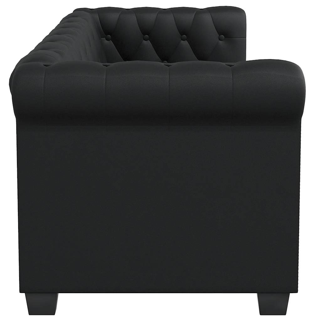 Divano Chesterfield a 2 Posti in Pelle Artificiale Nero  cod mxl 13805