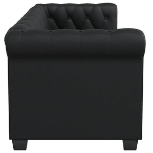 Divano Chesterfield a 2 Posti in Pelle Artificiale Nero  cod mxl 13805