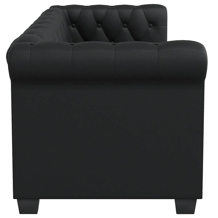 Divano Chesterfield a 2 Posti in Pelle Artificiale Nero  cod mxl 13805