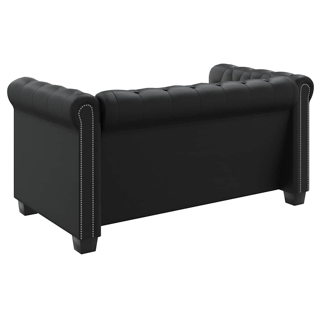 Divano Chesterfield a 2 Posti in Pelle Artificiale Nero  cod mxl 13805