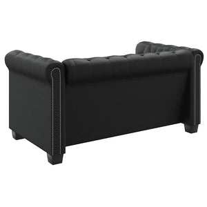 Divano Chesterfield a 2 Posti in Pelle Artificiale Nero  cod mxl 13805