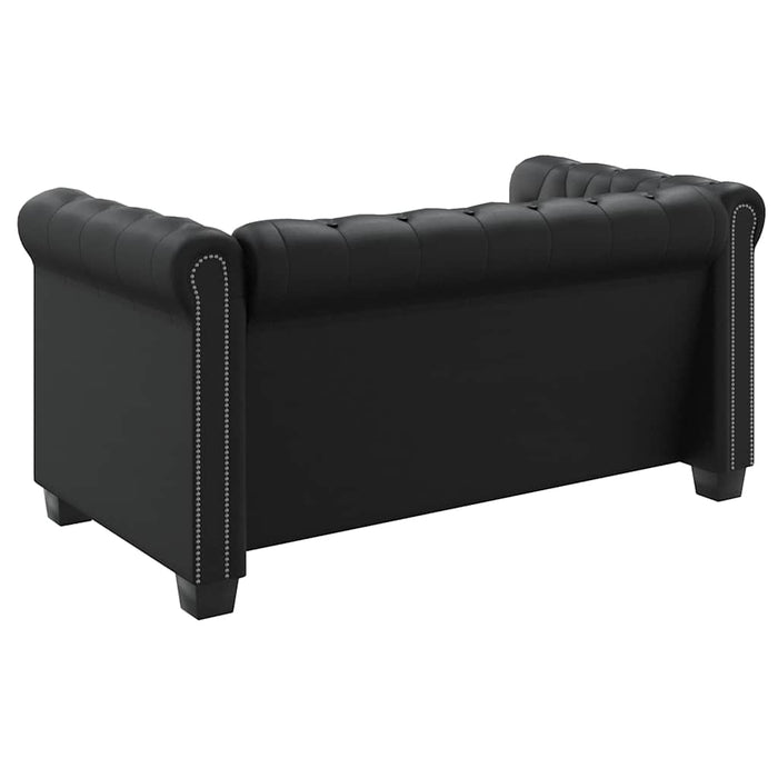Divano Chesterfield a 2 Posti in Finta Pelle Nero 242369
