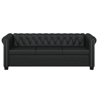 Divano Chesterfield a 3 Posti in Pelle Artificiale Nero