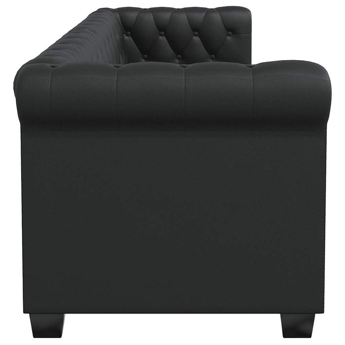 Divano Chesterfield a 3 Posti in Finta Pelle Nero 242370