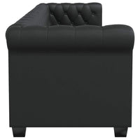 Divano Chesterfield a 3 Posti in Pelle Artificiale Nero