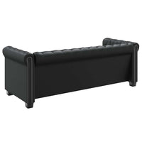 Divano Chesterfield a 3 Posti in Pelle Artificiale Nero