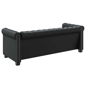 Divano Chesterfield a 3 Posti in Pelle Artificiale Nero