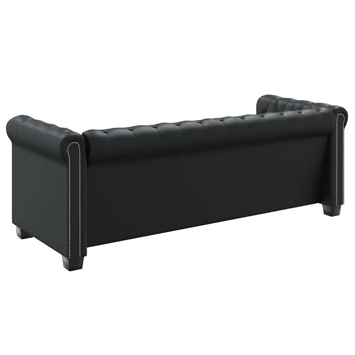 Divano Chesterfield a 3 Posti in Pelle Artificiale Nero
