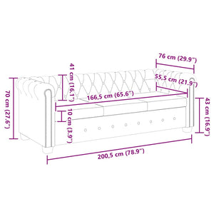 Divano Chesterfield a 3 Posti in Finta Pelle Nero 242370
