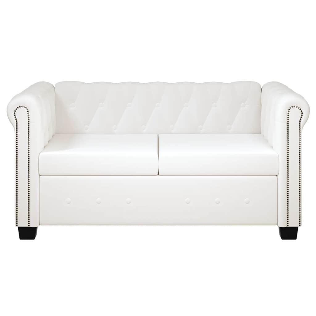Divano Chesterfield a 2 Posti in Pelle Artificiale Bianco  cod mxl 18553