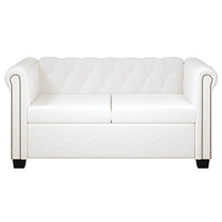 Divano Chesterfield a 2 Posti in Pelle Artificiale Bianco  cod mxl 18553