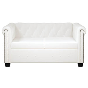 Divano Chesterfield a 2 Posti in Pelle Artificiale Bianco  cod mxl 18553