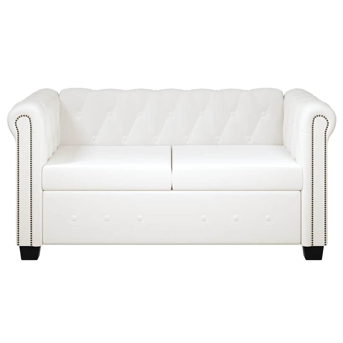 Divano Chesterfield a 2 Posti in Finta Pelle Bianco 242371