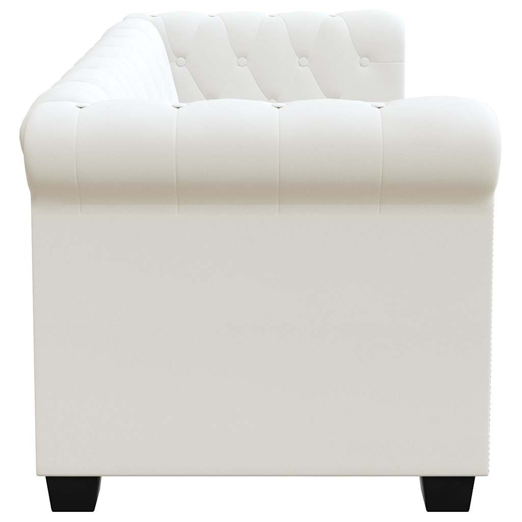 Divano Chesterfield a 2 Posti in Pelle Artificiale Bianco  cod mxl 18553