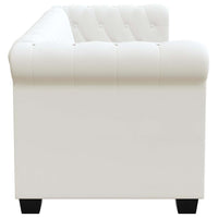 Divano Chesterfield a 2 Posti in Pelle Artificiale Bianco  cod mxl 18553