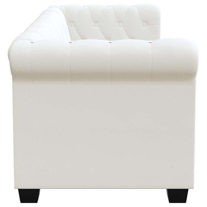 Divano Chesterfield a 2 Posti in Finta Pelle Bianco 242371