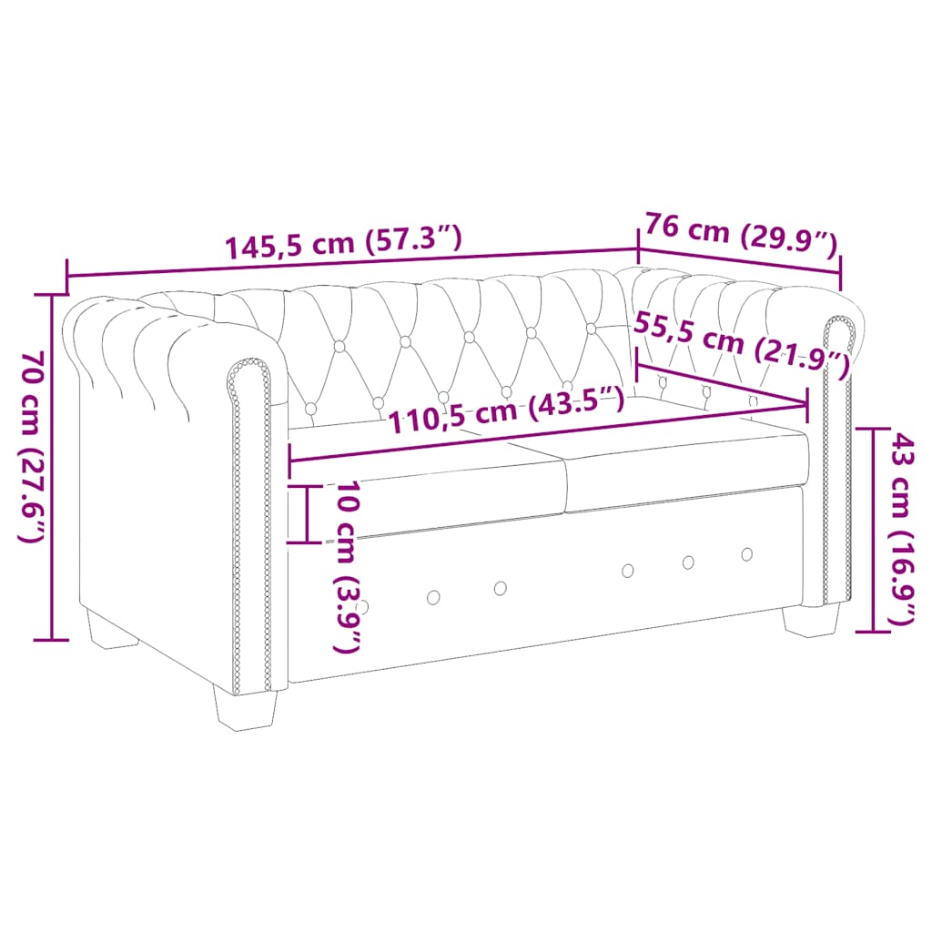 Divano Chesterfield a 2 Posti in Finta Pelle Bianco 242371