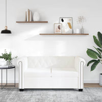 Divano Chesterfield a 2 Posti in Finta Pelle Bianco 242371