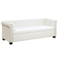 Divano Chesterfield a 3 Posti in Finta Pelle Bianco 242372