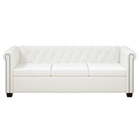 Divano Chesterfield a 3 Posti in Finta Pelle Bianco 242372