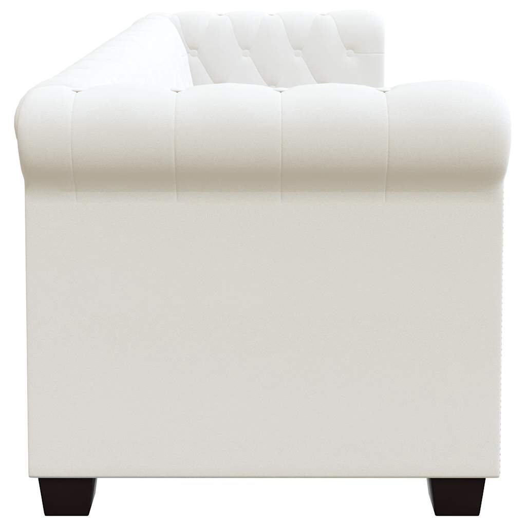 Divano Chesterfield a 3 Posti in Pelle Artificiale Bianco  cod mxl 42845