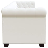 Divano Chesterfield a 3 Posti in Pelle Artificiale Bianco  cod mxl 42845