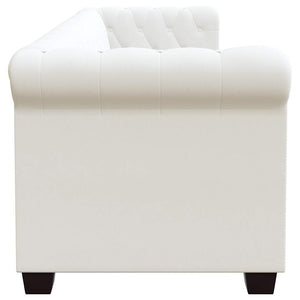 Divano Chesterfield a 3 Posti in Pelle Artificiale Bianco  cod mxl 42845