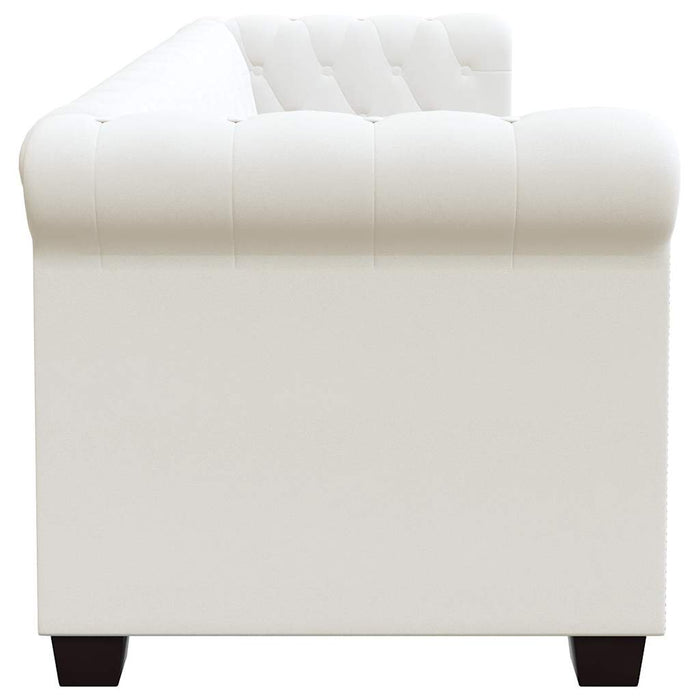 Divano Chesterfield a 3 Posti in Finta Pelle Bianco 242372