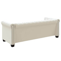 Divano Chesterfield a 3 Posti in Pelle Artificiale Bianco  cod mxl 42845