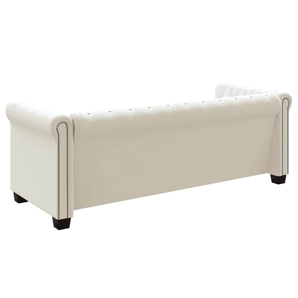Divano Chesterfield a 3 Posti in Finta Pelle Bianco 242372