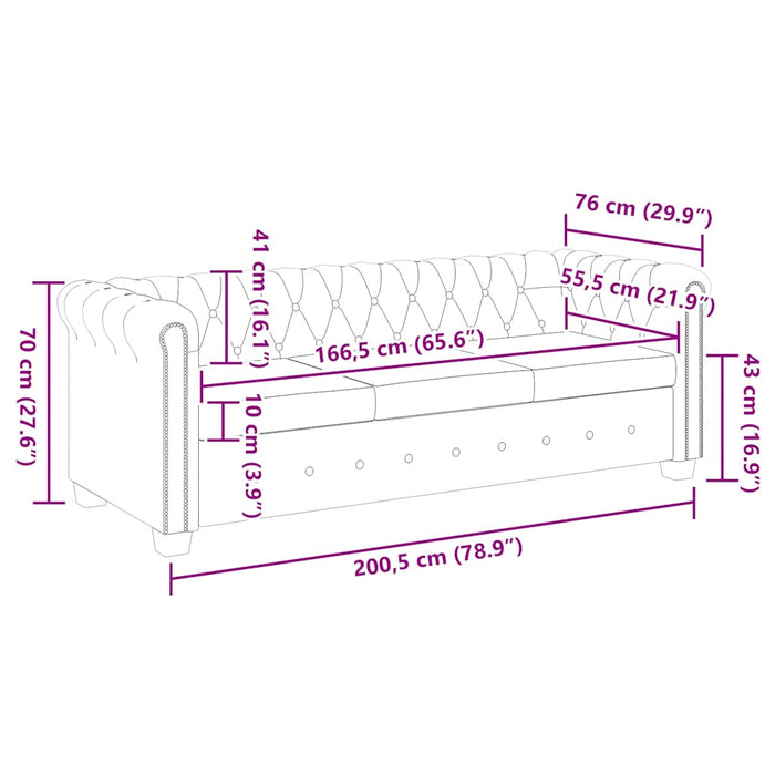 Divano Chesterfield a 3 Posti in Finta Pelle Bianco 242372