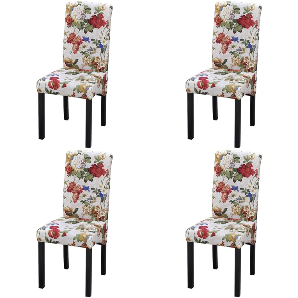 Sedie da Pranzo 4 pz Multicolori in Tessuto