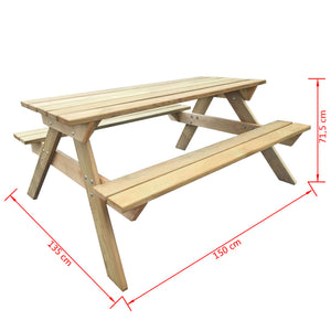 Tavolo da Picnic 150x135x71,5 cm in Legno 41725