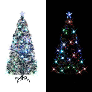 Albero di Natale Preilluminato con Supporto 150 cm Fibra Ottica 242426