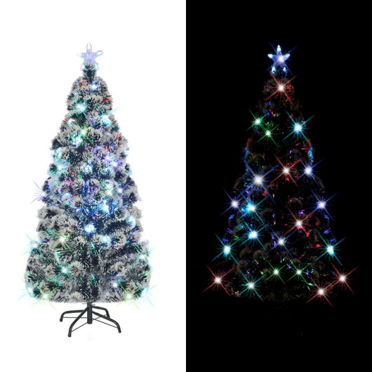 Albero di Natale Preilluminato con Supporto e LED-Albero Natalizio-Decorazioni natalizie 180 cm Fibra Ottica 487222