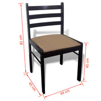 Sedie da Pranzo 6 pz Marroni in Legno Massello e Velluto cod mxl 15179