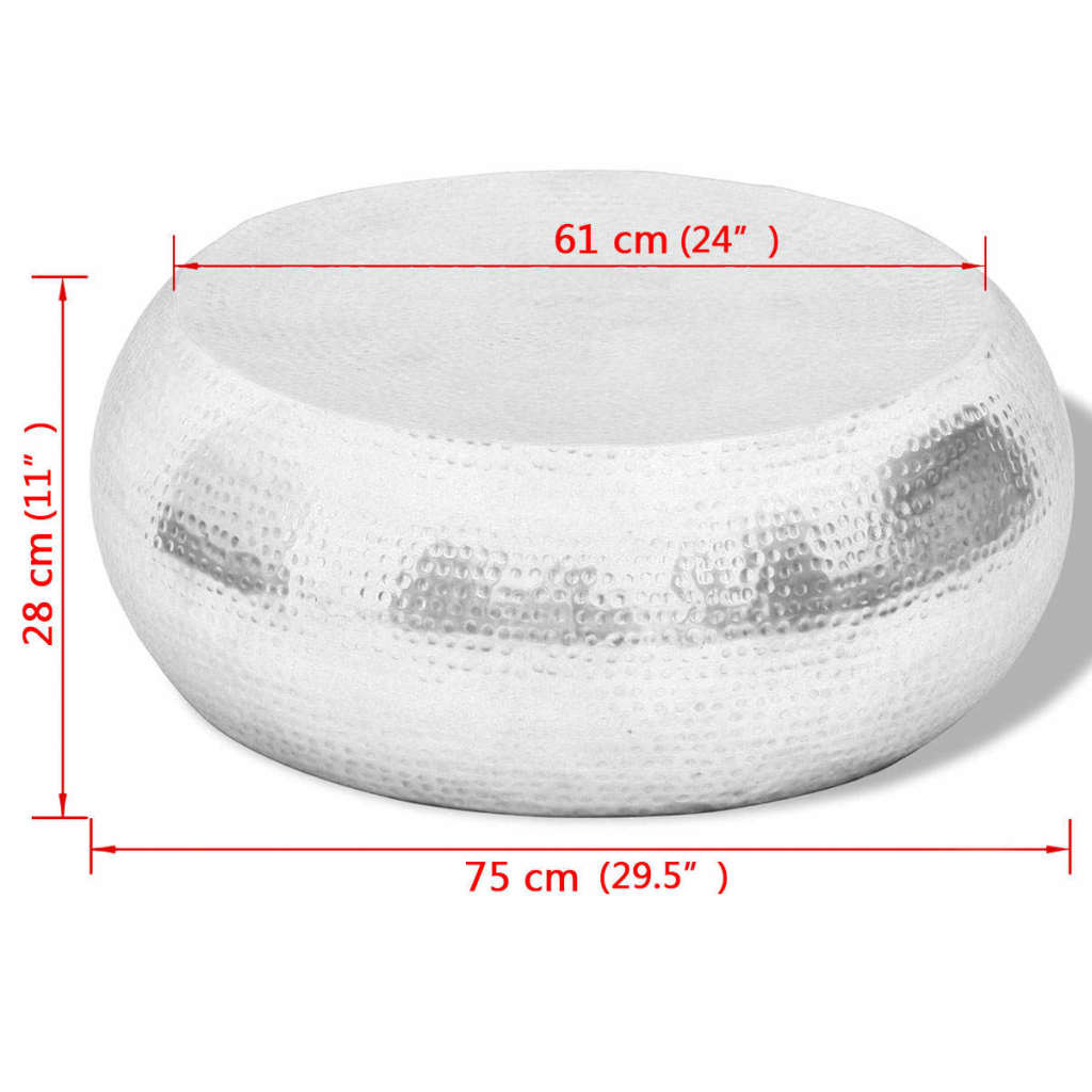 Tavolino per CaffÃ¨ in Alluminio Martellato Argento  cod mxl 47437