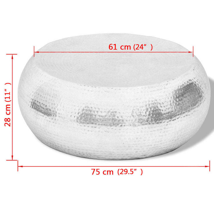 Tavolino per CaffÃ¨ in Alluminio Martellato Argento  cod mxl 47437