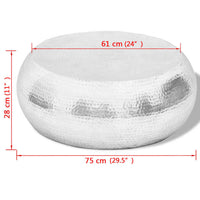 Tavolino per Caffè in Alluminio Martellato Argento 242322