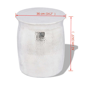 Sgabello/Tavolino Laterale in Alluminio Battuto Argento 242324