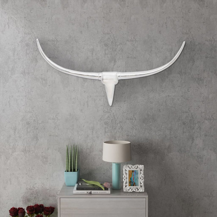 Decorazione da Parete Testa di Toro in Alluminio Argento 96 cm 242337