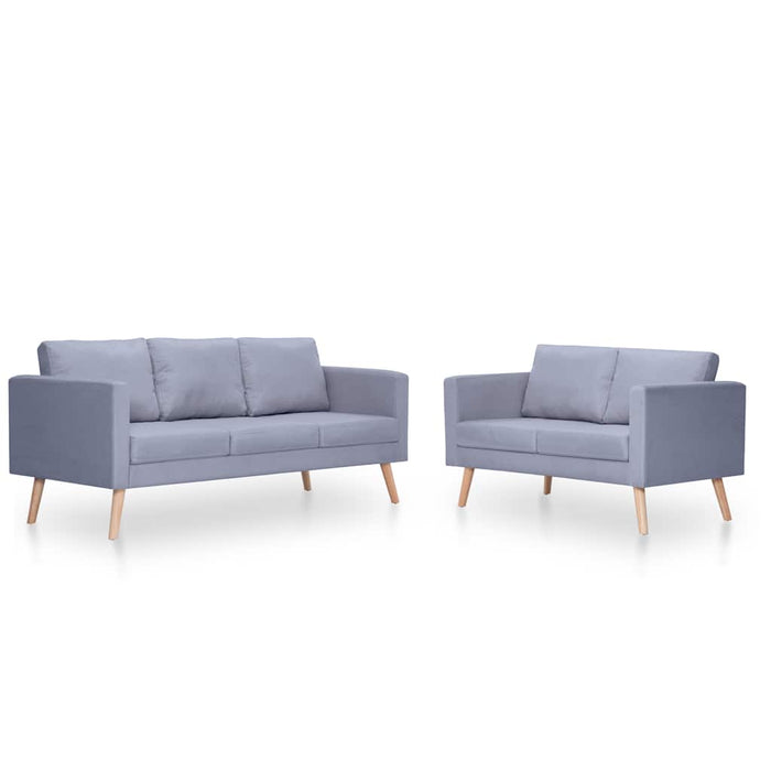 Set Divani a 2 e a 3 Posti in Tessuto Grigio Chiaro  cod mxl 9882