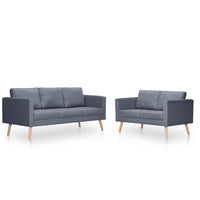 Set Divani a 2 e a 3 Posti in Tessuto Grigio Scuro  cod mxl 8546