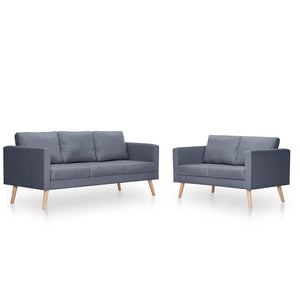 Set Divani a 2 e a 3 Posti in Tessuto Grigio Scuro  cod mxl 8546