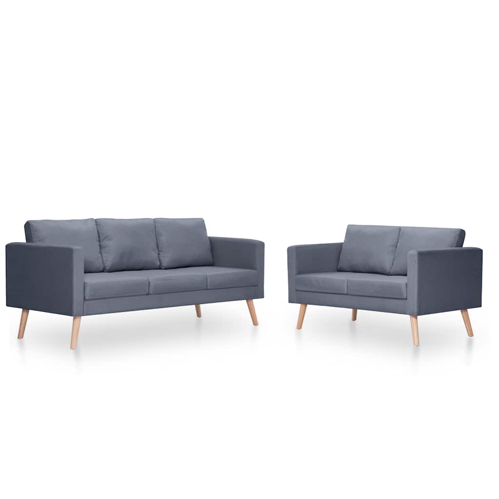 Set Divani a 2 e a 3 Posti in Tessuto Grigio Scuro 272194