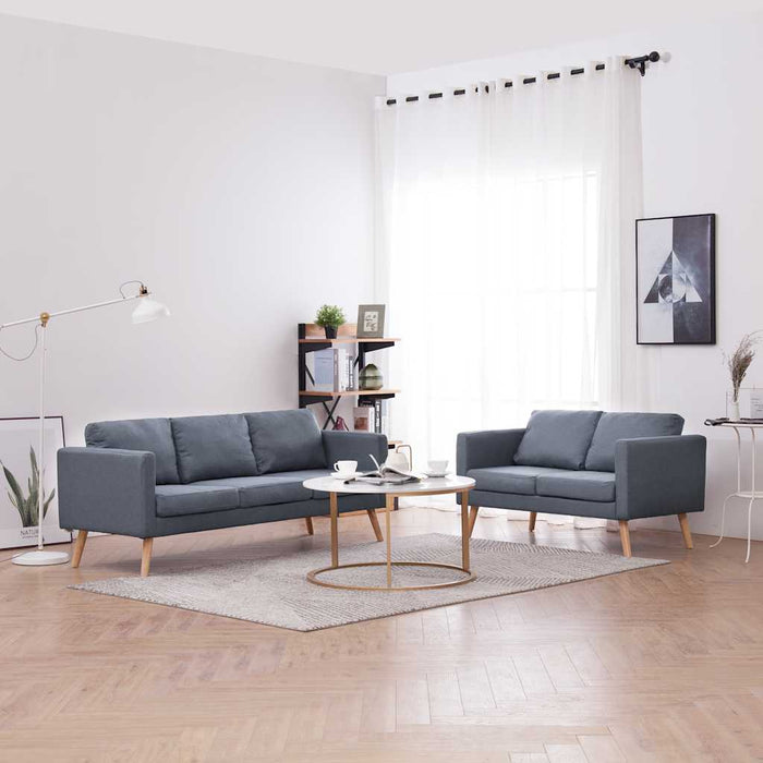 Set Divani a 2 e a 3 Posti in Tessuto Grigio Scuro 272194